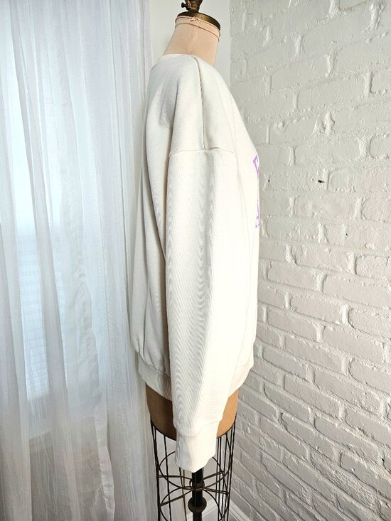 Favorite Daughter Graphic Sweatshirt Cream Pink Logo Pullover Size Large - Picture 5 of 10